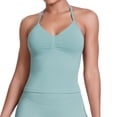 thumbnail image 1 of Sokhug Womens Halter Tank Tops Longline Strappy Top with Built-in Bra V Neck Backless Gym Workout Camis with Adjustable Strap, 1 of 8