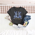 thumbnail image 1 of Sokhug Womens Happy Easter Floral Bunny Graphic T-Shirt Short Sleeve Crew Neck Pink Casual Tee with Glitter Accents, 1 of 5