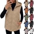 thumbnail image 1 of Sokhug Womens Hooded Quilted Puffer Vest Zip Up Sleeveless Lightweight Fall Winter Plain Lined Cotton Padded Jacket Outerwear with Pockets, 1 of 7