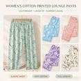 thumbnail image 1 of Sokhug Womens Lightweight Print Straight Leg Pajama Pants Elastic Waist Breathable Summer Home Sleep Bottoms Casual Thin Loose Home Pants Cropped Pants, 1 of 5