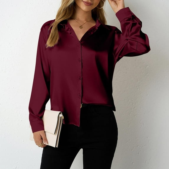Sokhug Womens Long Sleeve Button Down Shirt Ultra-Soft Stretch Wrinkle-Free Work Casual Business Office Blouse