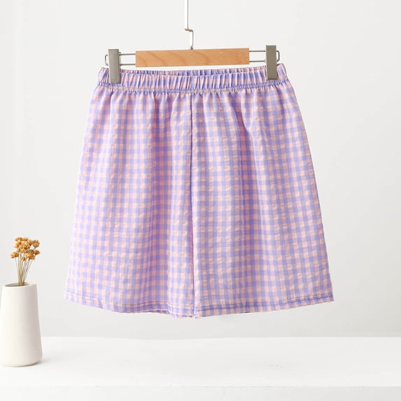 Sokhug Womens Loungewear Shorts Gingham Plaid Elastic High Waist Loose Fit Lightweight Casual Checkered Sleep Shorts