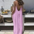 thumbnail image 1 of Sokhug Womens Maxi Dresses Spaghetti Strap Backless Drawstring Casual Loose Fit Solid Summer Beach Sundress, 1 of 9