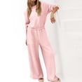 thumbnail image 1 of Sokhug Womens One-Tone Crew Neck Elastic Waist Pocketed Loose Jumpsuit Fall Winter Cozy Casual Romper, 1 of 8
