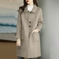 thumbnail image 1 of Sokhug Womens One-Tone Trendy Mid-Length Woolen Loose Coat Winter Warm Outerwear Jacket, 1 of 3