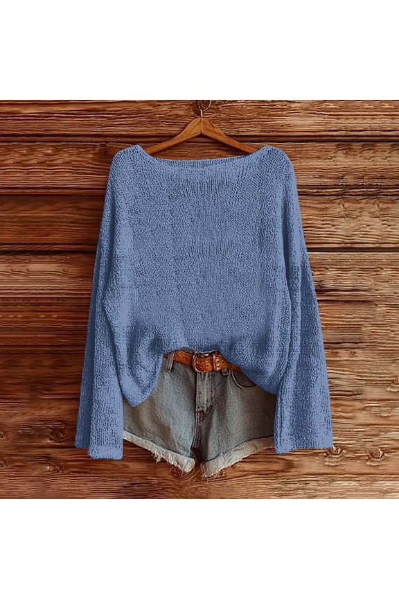 Womens Oversized Batwing Sweaters Long Sleeve Crew Neck Knit Pullover Tops