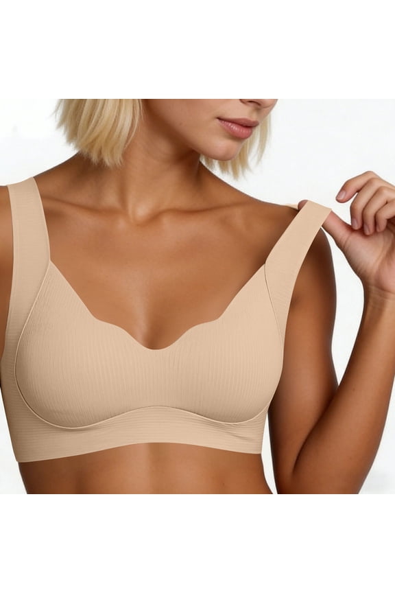Womens Plus Size C Cup Bra Wire Free Push Up Ultra Thin Seamless Comfortable Sports Daily Bras