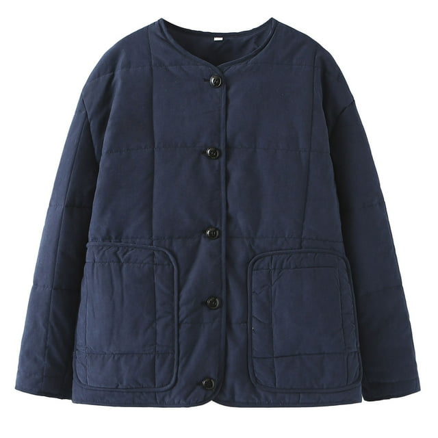 Sokhug Womens Quilted Jacket Winter Warm Button Down Puffer Jacket Down Outerwear with Pockets