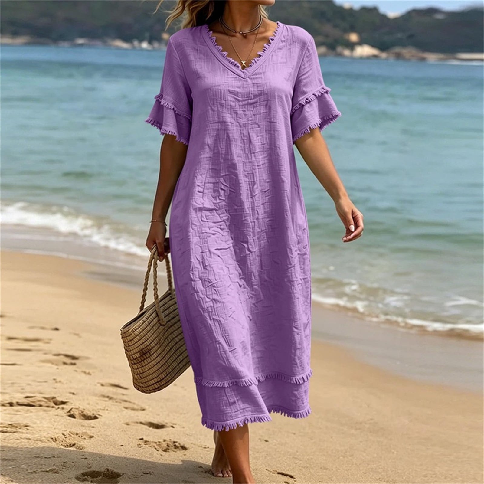 cotton blend dresses Cotton Blend Button Front Maxi Dress