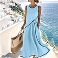 thumbnail image 1 of Sokhug Womens Sleeveless Maxi Dress Round Neck Color Block with Pockets Casual A Line Summer Dresses, 1 of 9
