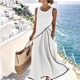 thumbnail image 1 of Sokhug Womens Sleeveless Maxi Dress Round Neck Color Block with Pockets Casual A Line Summer Dresses, 1 of 9