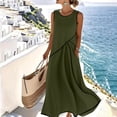 thumbnail image 1 of Sokhug Womens Sleeveless Maxi Dress Round Neck Color Block with Pockets Casual A Line Summer Dresses, 1 of 9