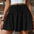 thumbnail image 1 of Sokhug Womens Smocked High Waist Flowy Shorts Casual with Ruffled Hem Drawstring Summer Solid Shorts, 1 of 7
