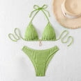 thumbnail image 1 of Sokhug Womens Solid Color Adjustable Bandeau Two Piece Bikini Set Built in Bra Padded No Underwire Swimsuit, 1 of 4