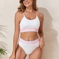thumbnail image 1 of Sokhug Womens Solid Color Backless Two Piece Bikini Swimsuit Wave Pattern Stylish Bathing Suit Set, 1 of 8