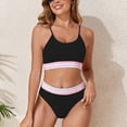 thumbnail image 1 of Sokhug Womens Solid Color Backless Two Piece Bikini Swimsuit Wave Pattern Stylish Bathing Suit Set, 1 of 8