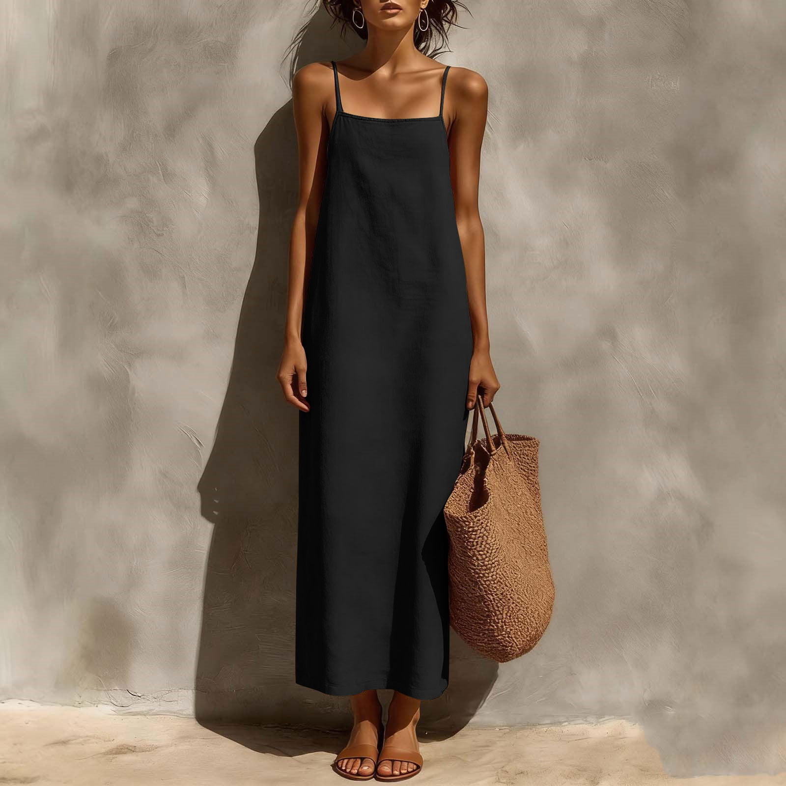 summer yellow dresses for women Chic High-Slit Ruffle Hem Sleeveless Dress Easy to slip on SCHL000804_BL_M Hot Pink Off Shoulder Size:56L