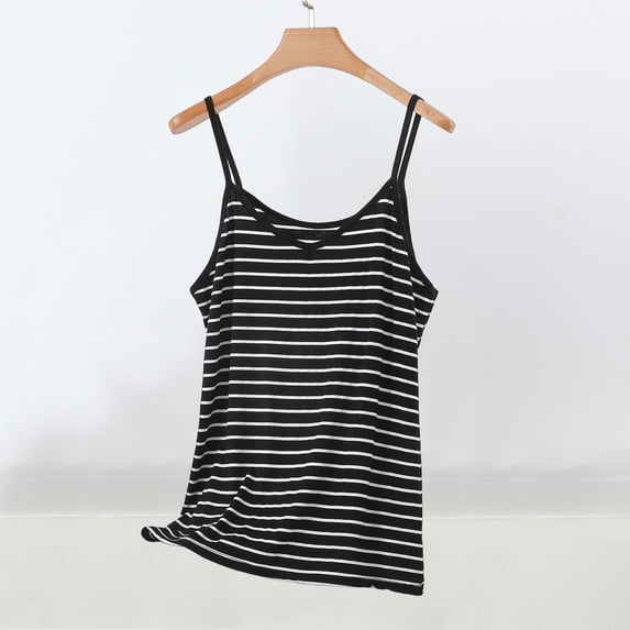Sokhug Womens Striped Cami Tank Top Adjustable Spaghetti Strap V Neck Sleeveless Camisole