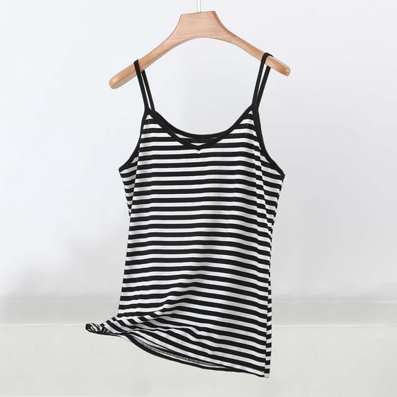 Sokhug Womens Striped Cami Tank Top Adjustable Spaghetti Strap V Neck Sleeveless Camisole