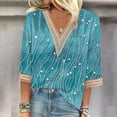 thumbnail image 1 of Sokhug Womens Summer Tops 2026 Dressy Casual Lace V Neck 3/4 Sleeve Shirts Trendy Printed Crochet Blouses Cute Boho Outfits, 1 of 5