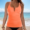 thumbnail image 1 of Sokhug Womens Tankini Swimsuit V-Neck Ruched Bathing Suit Top Modest Swimwear, 1 of 5
