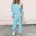 thumbnail image 1 of Sokhug Womens Trendy Loose Printed Long Sleeve Crew Neck Drawstring Casual Set Fall Winter Cozy Vibrant Print Loungewear, 1 of 5
