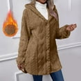 thumbnail image 1 of Sokhug Womens Winter Long Sleeve Hooded Warm Button Plush Jacket One-Tone Cozy Outerwear, 1 of 9