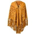thumbnail image 1 of Sokhug Womens Winter One-Tone Suede Shawl Cloak With Hollow Fringe Warm Cold Weather Scarf Accessory, 1 of 3