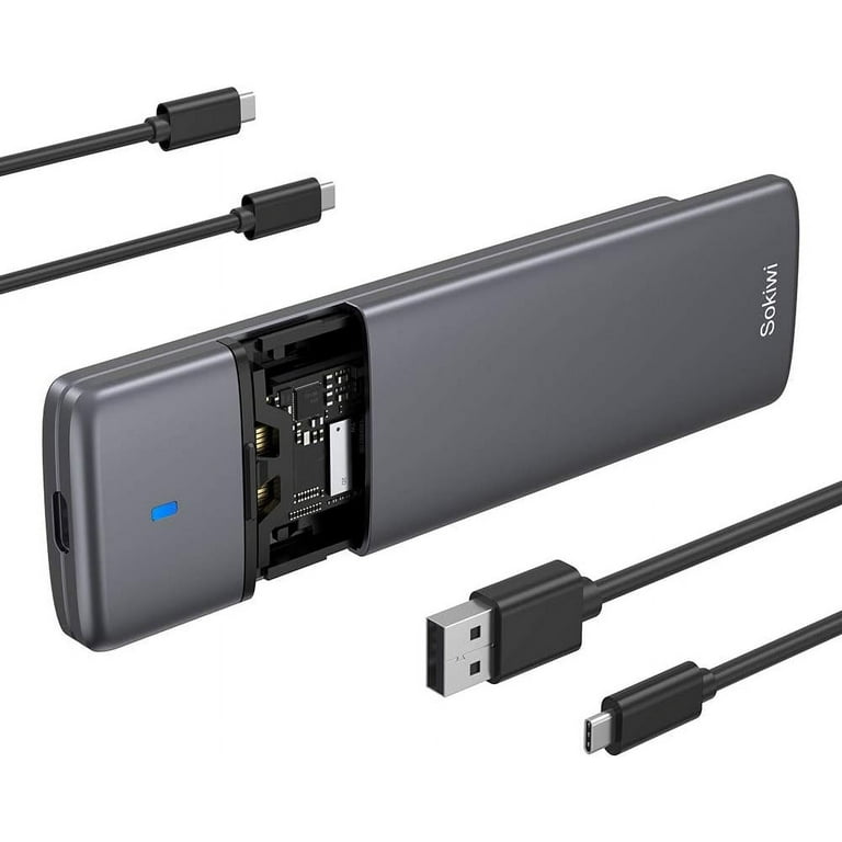 Sokiwi M.2 NVMe SATA SSD Enclosure Adapter Tool-Free, USB 3.2 Gen2 10Gbps External NVMe to USB PCI-E 6Gbps SATA M-Key/B+M Key, NVMe Reader Support