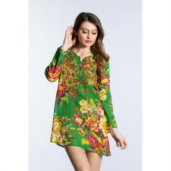 Sol 7202GR-M Semi Tunic Top- Green - Medium