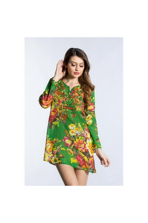 7202GR-S Semi Tunic Top- Green - Small