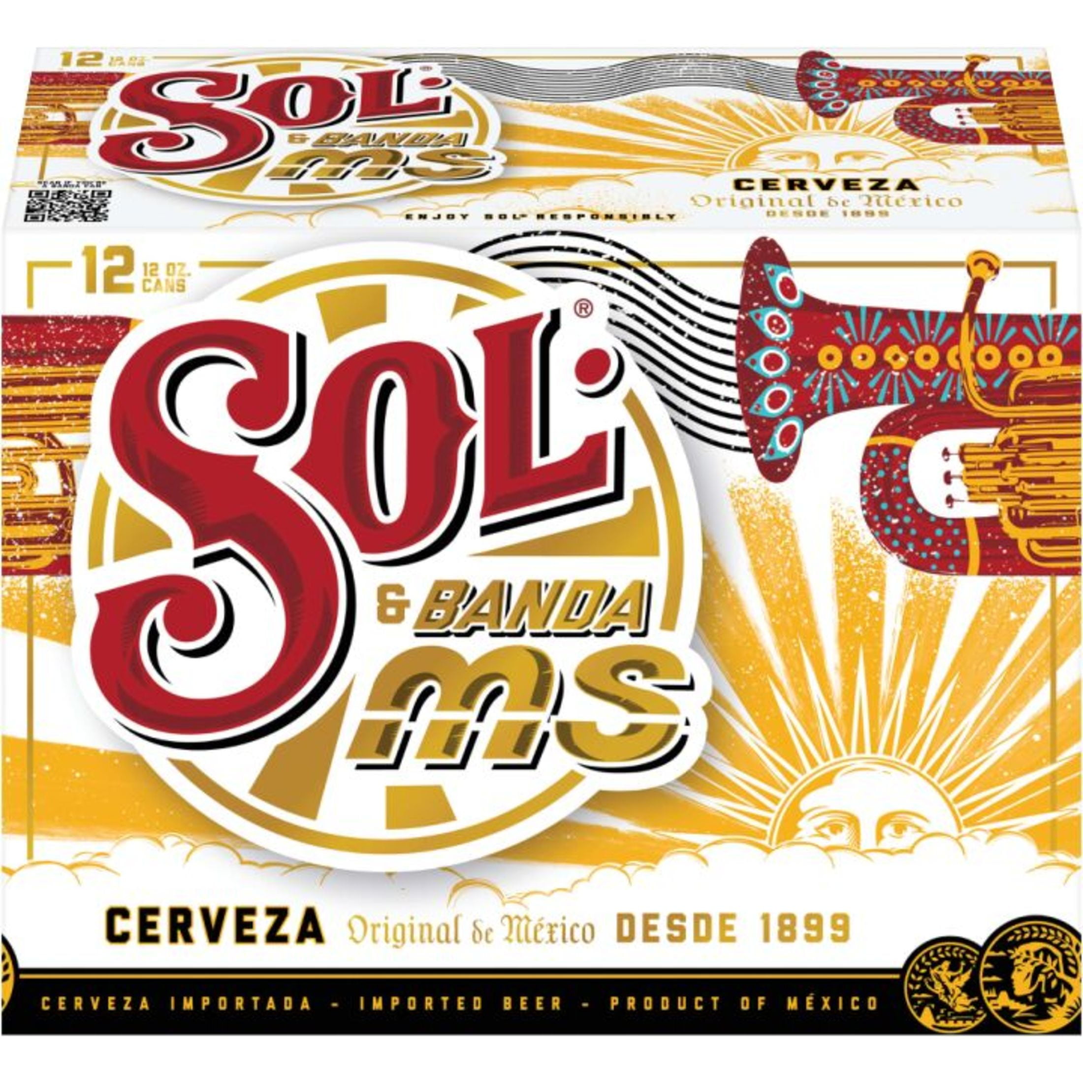 Sol Beer, 12 Pack, 12 fl oz Aluminum Cans, 4.5% ABV