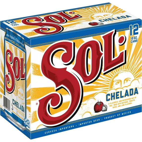 Sol Chelada Beer, 12 Pack, 12 fl oz Aluminum Cans, 3.5% ABV