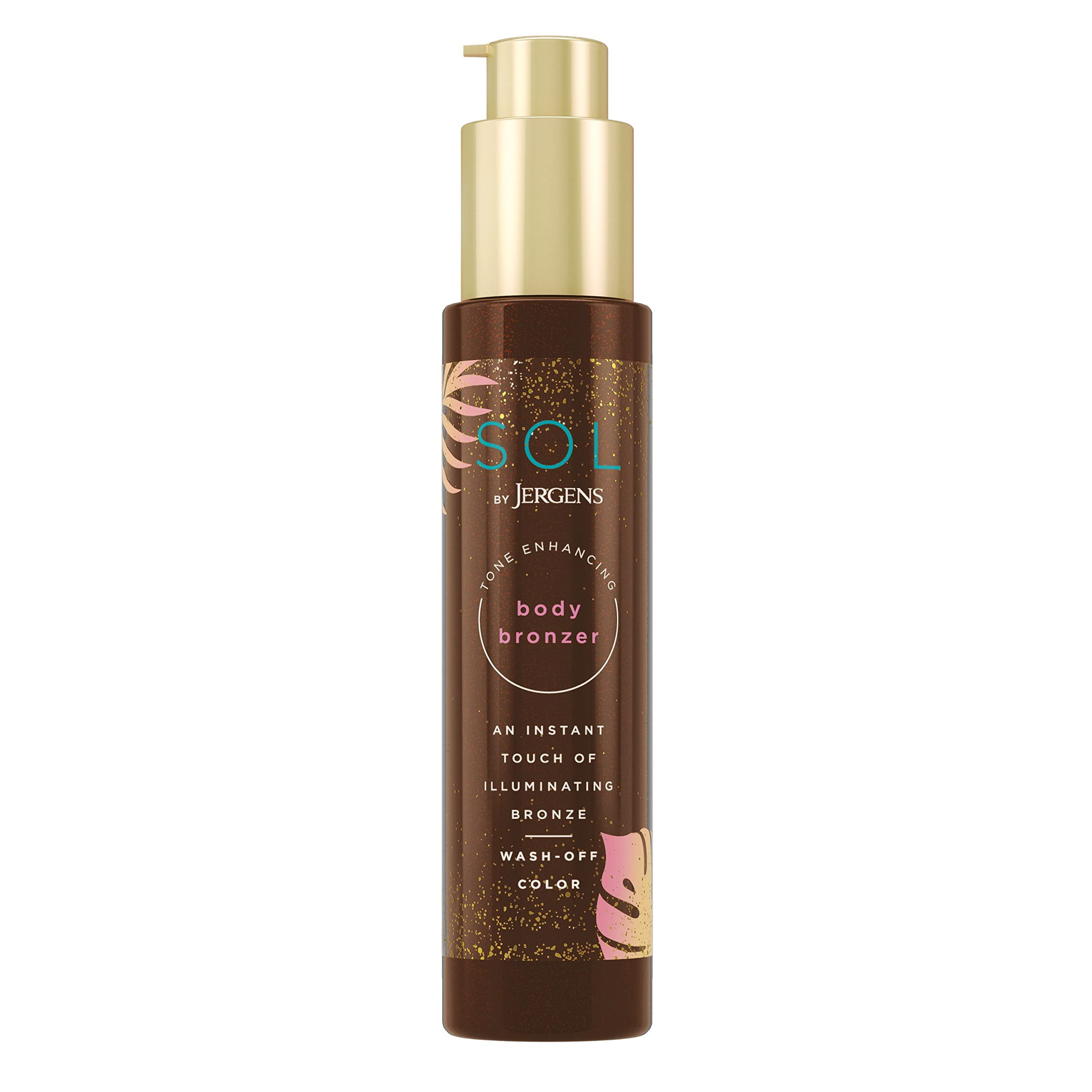 Sol By Jergens Self Tanner Body Bronzer, For All Unique Skin Tones, Sunless Tanning, Wash-Off Luminous Body Bronzer, Natural-Looking Self-Bronzer And Tan Intensifier For Instant Bronze, 3.4 Ounce