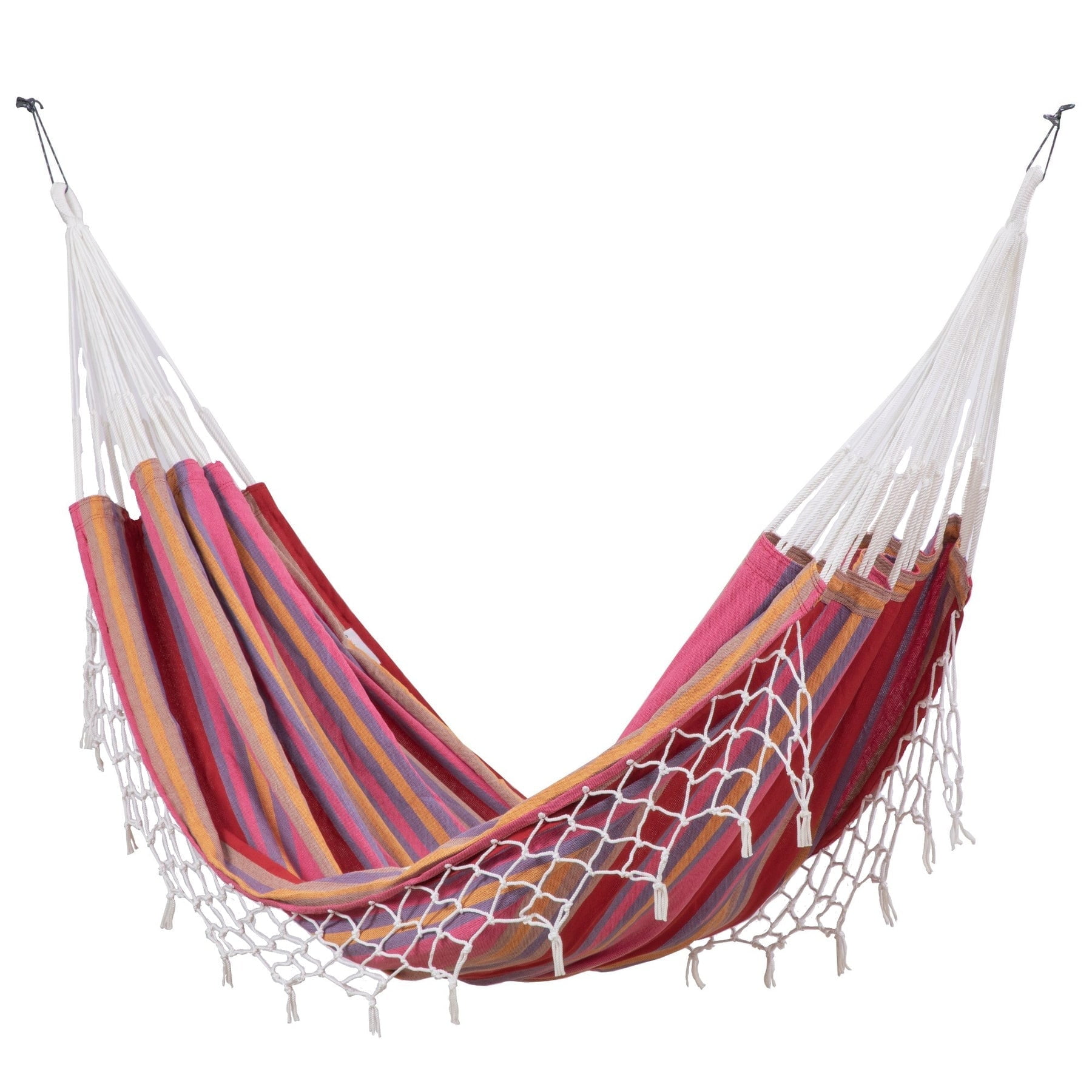 Brazilian Pink Striped Polycotton Double Outdoor Hammock