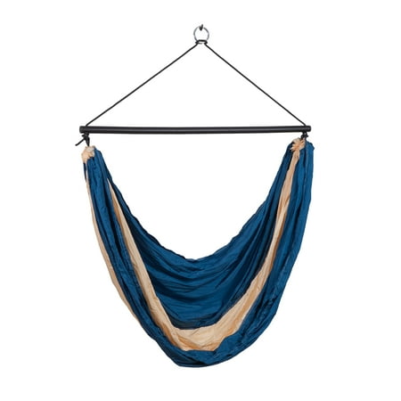Sol Living Ceara Patio Hammock Swing Chair With Carrying Pouch Portable Outdoor Hammock Tree Swing Seat For Travel Camping Accessory Use Outside Inside Backyard Backpacking Beach Picnic - Creame Blue