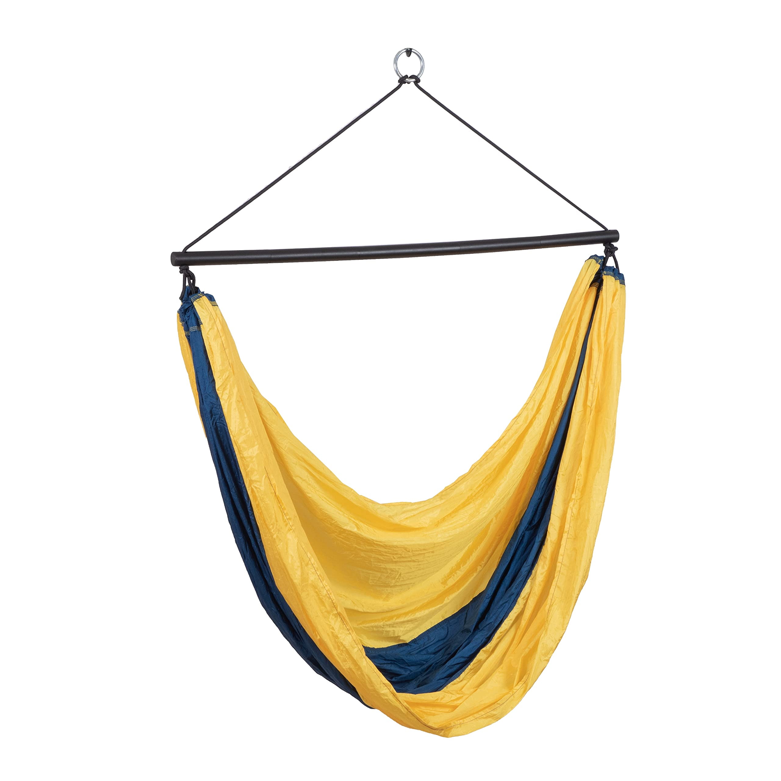 Yellow and Blue Nylon Camping Hammock Chair with Carrying Pouch