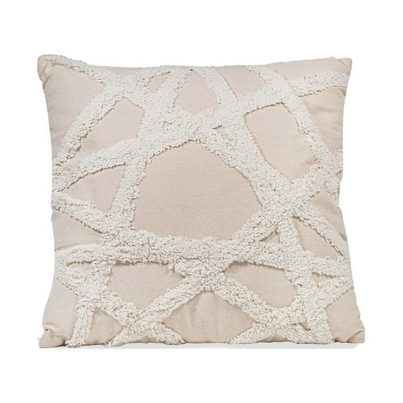 Sol Living Decorative Pillows Throw Pillows Couch Pillows Bedroom Throw Pillows Bed Macrame Decor Boho Pillows Lumbar Pillow Cushion Decorative Sofa Pillows Living Room, 18 x 18 inches, Off-White