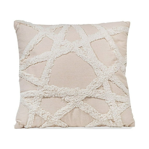 Sol Living Decorative Pillows Throw Pillows Couch Pillows Bedroom Throw Pillows Bed Macrame Decor Boho Pillows Lumbar Pillow Cushion Decorative Sofa Pillows Living Room, 18 x 18 inches, Off-White