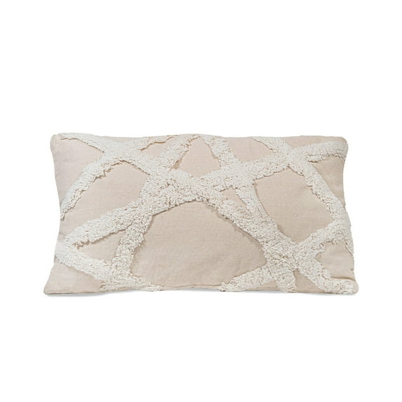 Sol Living Decorative Pillows Throw Pillows Couch Pillows Bedroom Throw Pillows Bed Macrame Decor Boho Pillows Lumbar Pillow Cushion Decorative Sofa Pillows Living Room, 20 x 12 inches, Off-White
