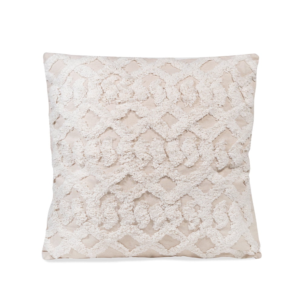Natural Cotton Macrame Square Throw Pillow 18" x 18"