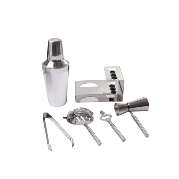 6-Piece Premium Cocktail Shaker Set with Stainless Steel Stand Mixology Bartender Kit for Home and Bar, Professional Mixer Tools for Craft Cocktail, Whiskey Elegant Barware Collection & Gift Set
