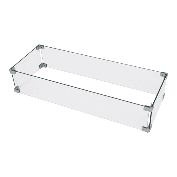 Sol Living Fire Pit Table Tempered Glass Rectangle 36 x 14 x 7.7 inches Heavy Duty Firepit Accessory Wind Screen, Clear
