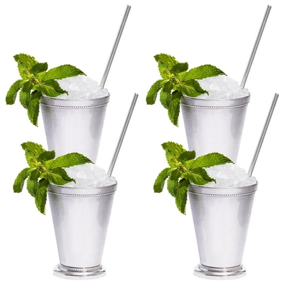 Sol Living Mint Julep Cup Bar Accessories Drinking Cups 12 oz - 8 Pieces Silver