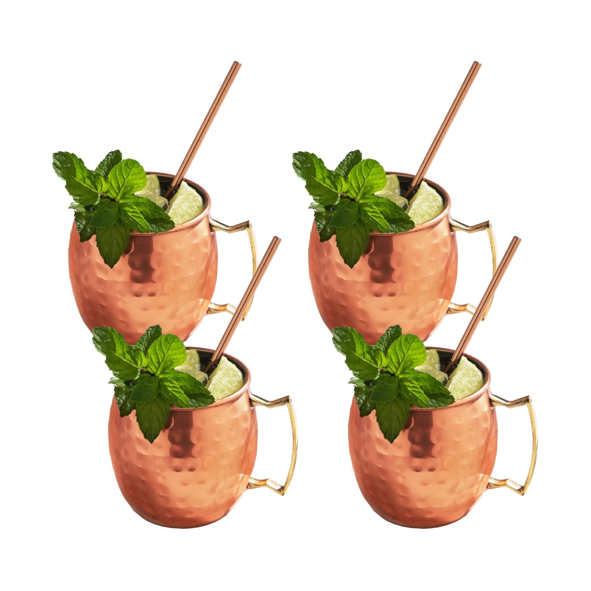 Handcrafted Copper Moscow Mule Mugs Set with Stainless Steel Lining