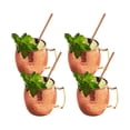 thumbnail image 1 of Sol Living Moscow Mule Mugs Set of 4, 14 oz Stainless Steel Lining Copper Cups Handcrafted Barware Set for Cocktails Mixed Drinks Bar Accessories Gift Set Hammered Finish Mugs Perfect for Cold Drinks, 1 of 7