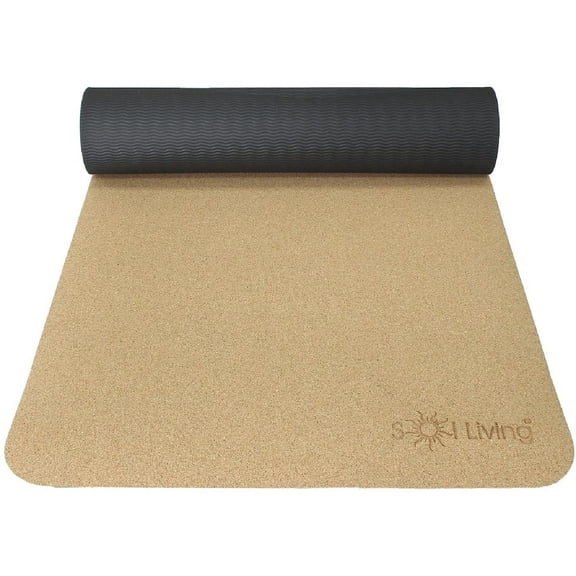 Sol Living Natural Cork Yoga Mat Yoga Mat Stretching Pilates Meditation Exercise Mat Gym Equipment Non Slip Portable Travel Yoga Accessories Foldable Workout Mat - 24" x 72"