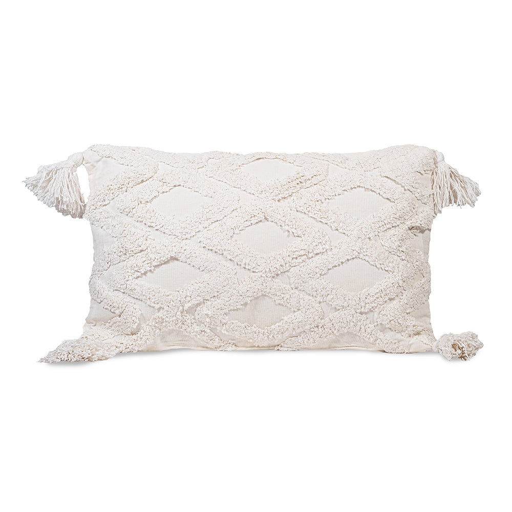 Sol Living Pillows Throw Pillows Couch Pillows Bedroom Throw Pillows Bed  Macrame Decor Boho Pillows Lumbar Pillow Cushion Sofa Pillows Living Room,  20 x 12 inches, White with Tassels 