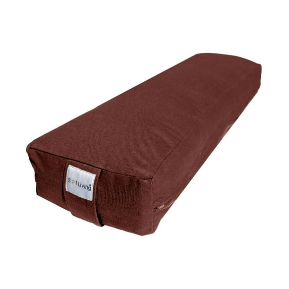Sol Living Rectangular Yoga Bolster Meditation Cushion - Cotton - 26" x 8" x 5" Brown