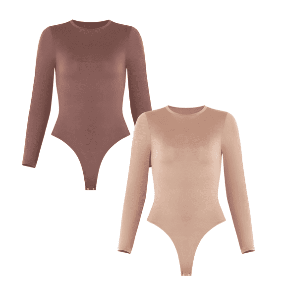 Sol Living Shapewear for Women Tummy Control Bodysuit Seamless Bodysuit Slimming Shaping Bodysuits Body Sculpting Long Sleeve Womens Tops Going Out Tops for Women Basics Body Suit